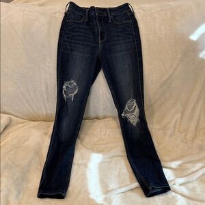 Hollister Dark Blue Distressed Skinny Jeans